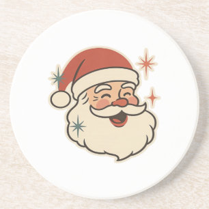 Posavasos Cara Retro de Santa Claus – Fiesta de Navidad Vint