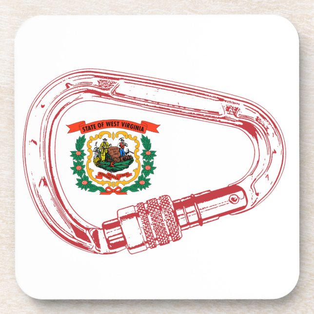 Posavasos Carabiner de escalada de bandera de Virginia Occid (Frente)