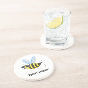 Posavasos Carácter de abeja con gafas de sol bigote Bee Fáci
