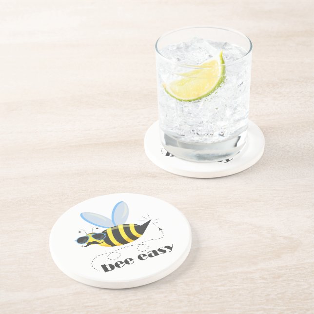 Posavasos Carácter de abeja con gafas de sol bigote Bee Fáci (Lado)