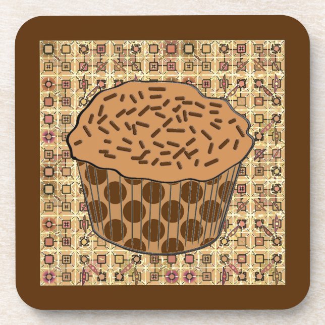 Posavasos Caramel Frosted Cupcake with Sprinkles (Frente)
