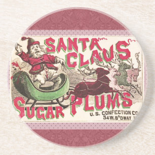 Posavasos Caramelo Antiguo Anuncio de Azúcar Ciruelas Santa