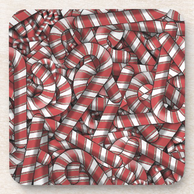 Posavasos Caramelos Navideños Abstractos de Rayas Rojas Torc (Frente)