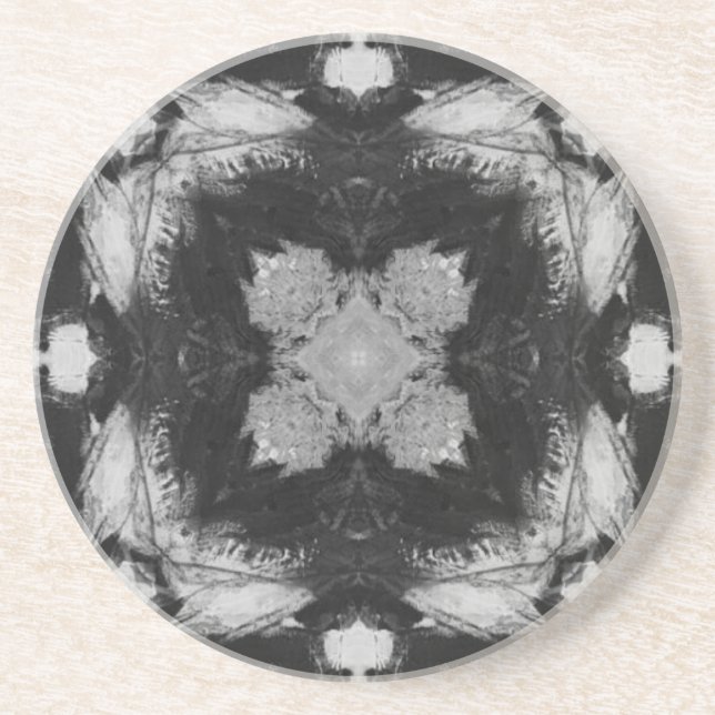 Posavasos Carbón blanco negro gris estrella cuadrada de cuat (Frente)