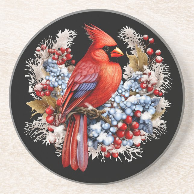 Posavasos Cardenal rojo de Winter Wonderland (Frente)