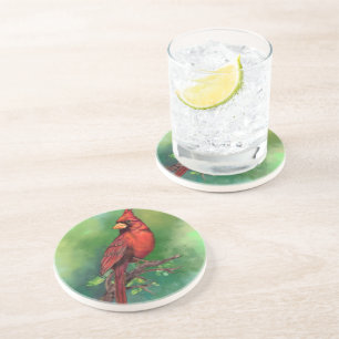Posavasos Cardenal rojo del norte: escayola de aves