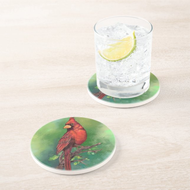 Posavasos Cardenal rojo del norte: escayola de aves (Lado)