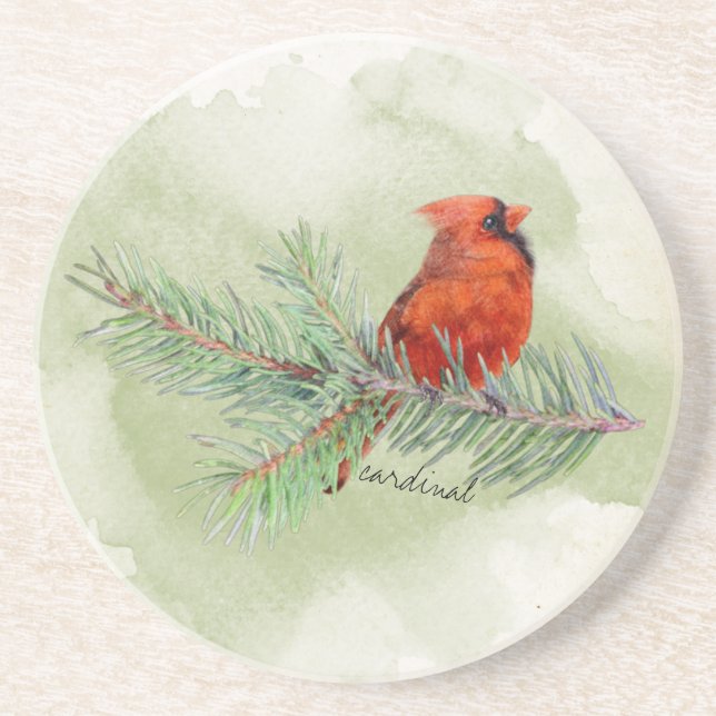 Posavasos Cardenal Rojo Hermosa Acuarela Rusa (Frente)