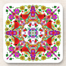 Cardenales y flores de color bonito