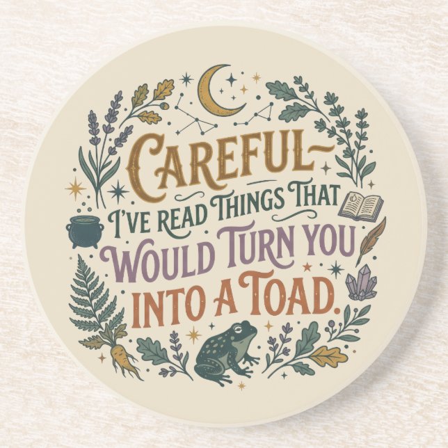 Posavasos Careful I've Read Things Funny Book Witch Quote  (Frente)