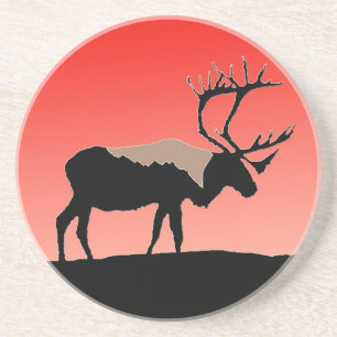 Posavasos Caribou at Sunset - Arte original de la vida salva