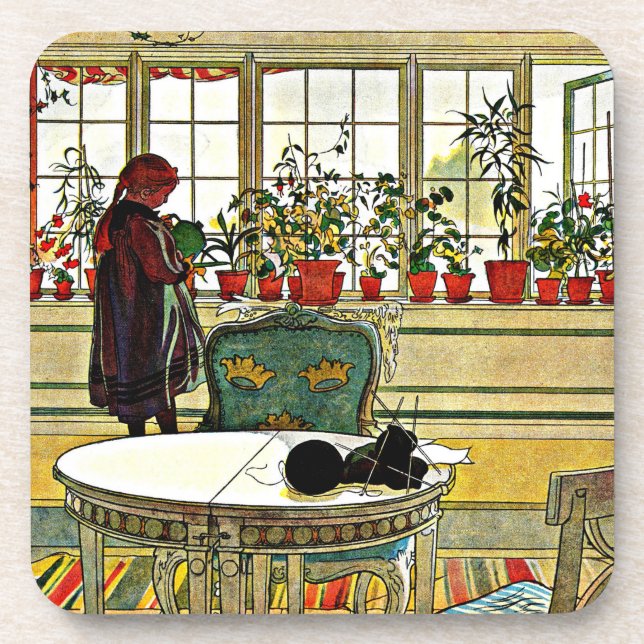 Posavasos Carl Larsson - Flores en un cristal (Frente)