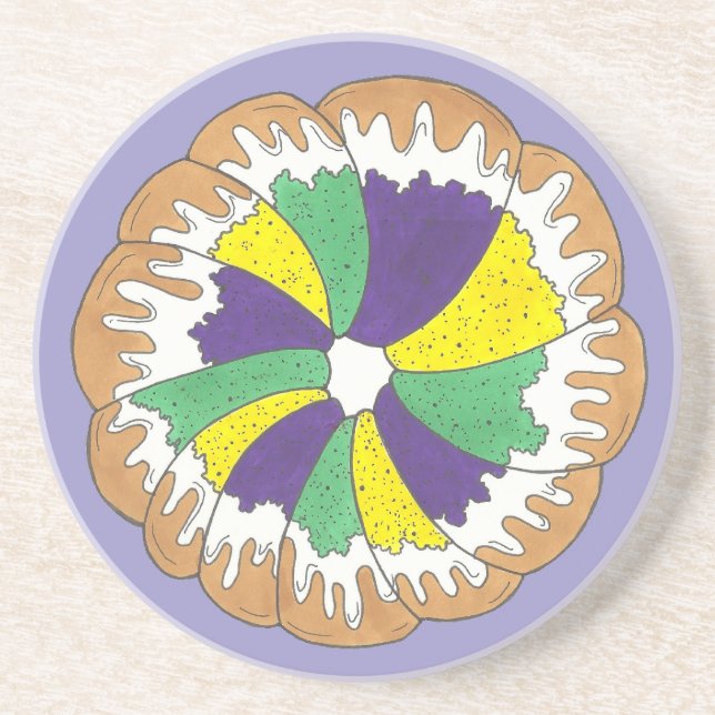 Posavasos Carnaval del Rey Pastel de Nueva Orleans NOLA Mard (Frente)