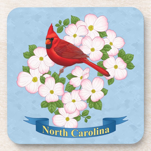 Posavasos Carolina del Norte Cardenal Estatal Bird Dogwood F (Frente)