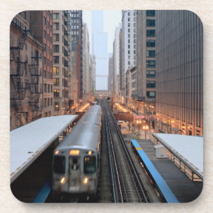 Posavasos Carril elevado en Chicago céntrica sobre Wabash