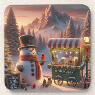 Posavasos Carrito de Chocolate Caliente del Muñeco de Nieve