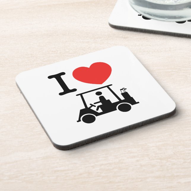 Posavasos Carro de golf I Heart (Love) (Lado Izquierdo)