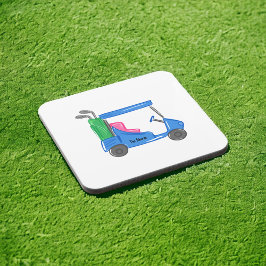 Posavasos Carro de golf personalizado azul preppy