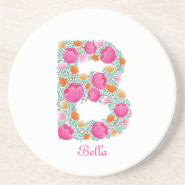 Posavasos carta B costar de piedra de arena personalizada