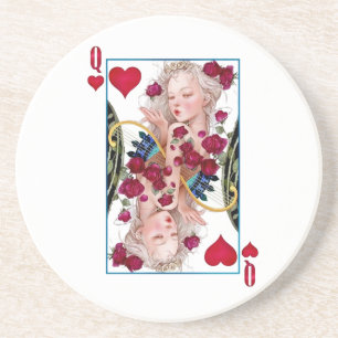 Posavasos Carta de juego de la Reina de los Corazones con gr