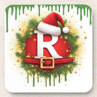 Posavasos Carta de Navidad R con sombrero de Santa Regalo de