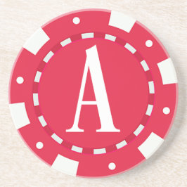 POSAVASOS CARTA INITAL A DE RED CASINO POKER CHIP MONOGRAM