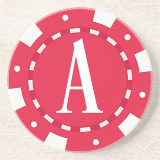 POSAVASOS CARTA INITAL A DE RED CASINO POKER CHIP MONOGRAM