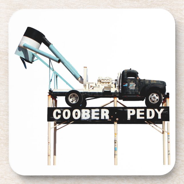 Posavasos Cartel de bienvenida de Coober Pedy Opal Mining Tr (Frente)