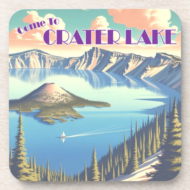 Posavasos Cartel de Crater Lake Vintage (Frente)