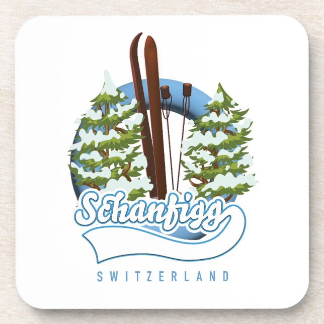 Posavasos Cartel de esquí de Schanfigg Suiza (Frente)