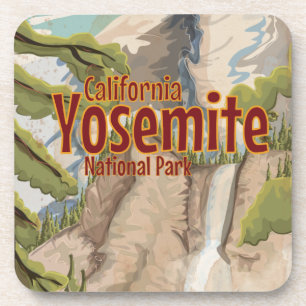Posavasos Cartel de viaje al Parque Nacional Yosemite