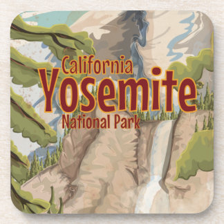 Posavasos Cartel de viaje al Parque Nacional Yosemite