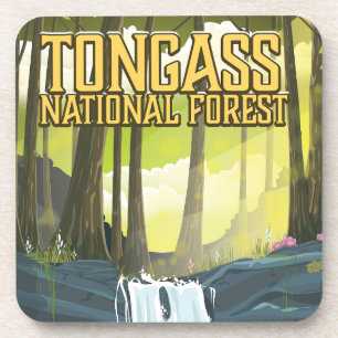 Posavasos cartel de viaje del bosque nacional Tongass