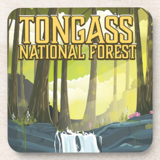 Posavasos cartel de viaje del bosque nacional Tongass