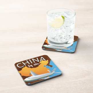 Posavasos Cartel de viaje en avión a China