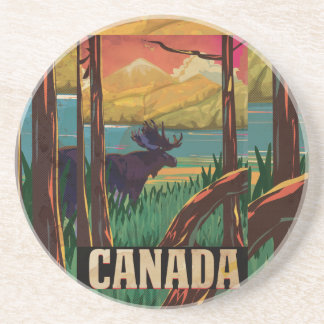 Posavasos Cartel de viaje vintage de Canadá