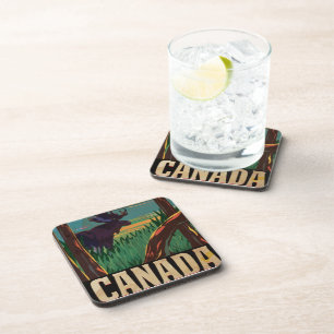 Posavasos Cartel de viaje vintage de Canadá