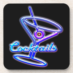 Posavasos Cartel retro neon de cóctel Martini bar vintage