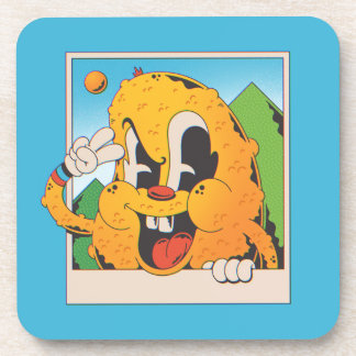 Posavasos Cartoon Retro Borroso de Signo de Paz Naranja