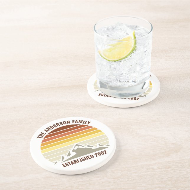 Posavasos Casa de la familia naranja Sunset Mountain Persona (Lado)