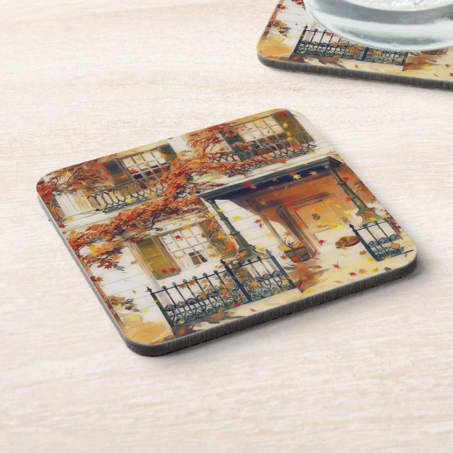 Posavasos Casa de otoño mágica (Lado Izquierdo)
