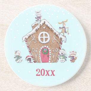 Posavasos Casa de pan de jengibre Estrellas de invierno Anim