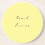Posavasos Casa de playa amarillo gris elegante con estilo ge<br><div class="desc">Diseñado con hermosos colores amarillo y gris,  esto es perfecto para regalos y decoración del hogar o fiestas y eventos. ¡Puedes cambiar el color de fondo o el color del texto si lo deseas!</div>