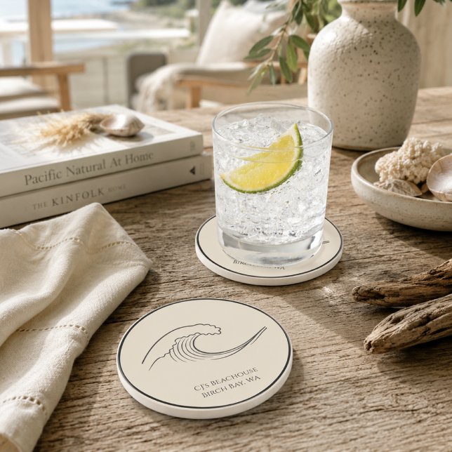 Posavasos Casa de playa de ola costera personalizada (Subido por el creador)