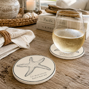 Posavasos Casa de playa personalizada de estrella de mar cos