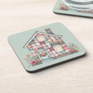 Posavasos Casa floral Cottagecore de falso patchwork