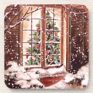 Posavasos Casa navideña Vintage Merry