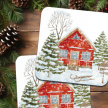 Casa Roja en el paisaje invernal