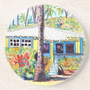 Posavasos Casa tropical Kitschy Hawaii Sandstone