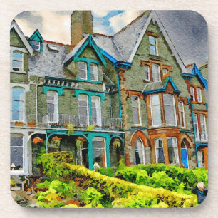 Posavasos Casa victoriana en Keswick pintada con acuarela